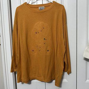 Vintage Kavio Designs Shirt Womens XL Western Cowgirl Embellished Gold USA